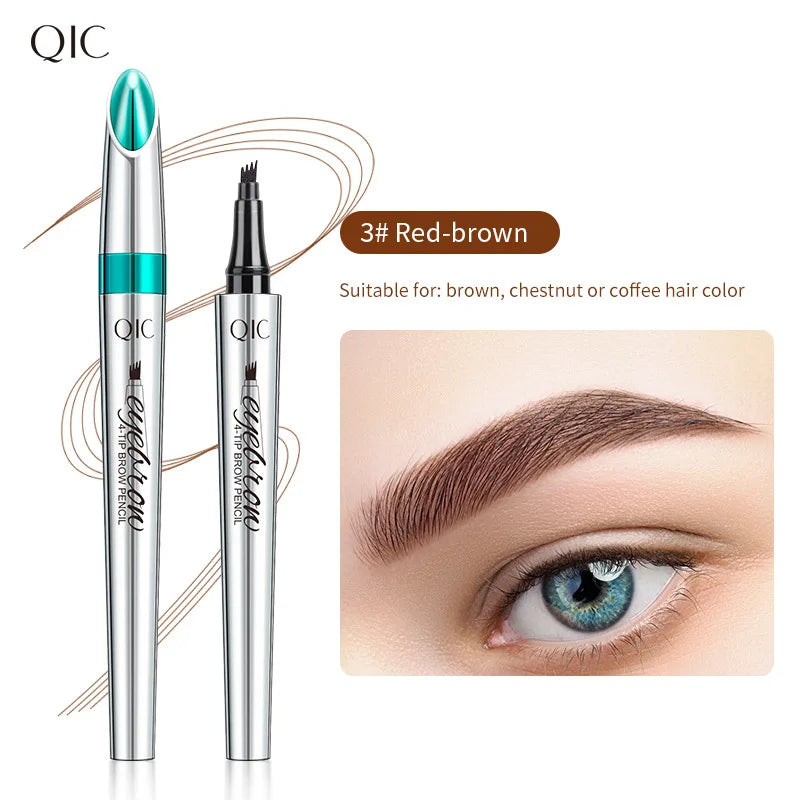 Four-Jaw Ultra-Fine Liquid Eyebrow Pencil 3D Waterproof Tip Tattoo Cosmetic Long Lasting Natural Dark Brown Liquid Eye Brow Pen
