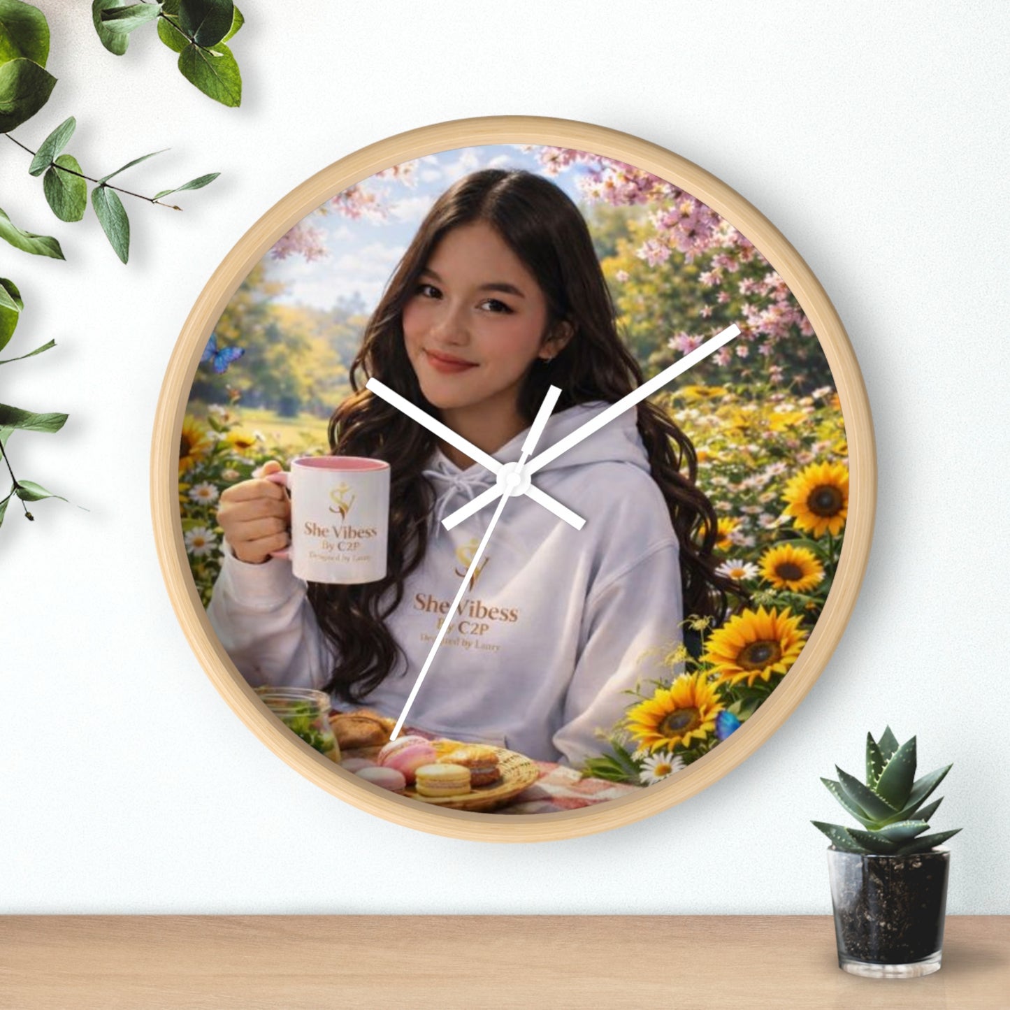 She Vibess By Lanny™ Wood-Framed Wall Clock