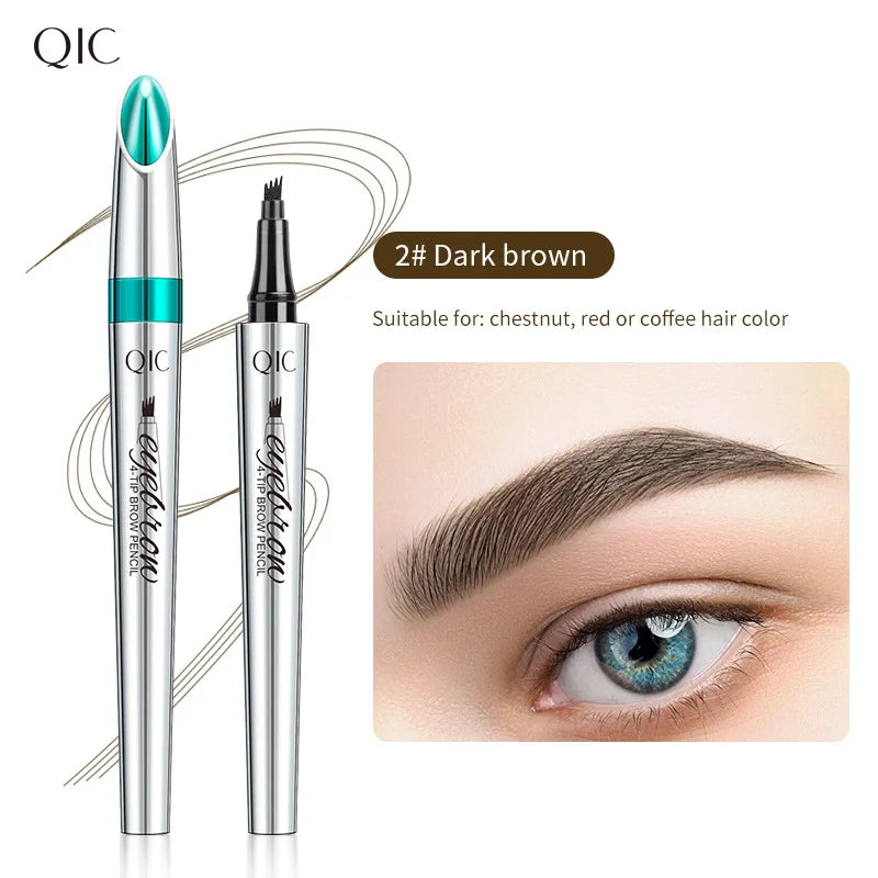 Four-Jaw Ultra-Fine Liquid Eyebrow Pencil 3D Waterproof Tip Tattoo Cosmetic Long Lasting Natural Dark Brown Liquid Eye Brow Pen
