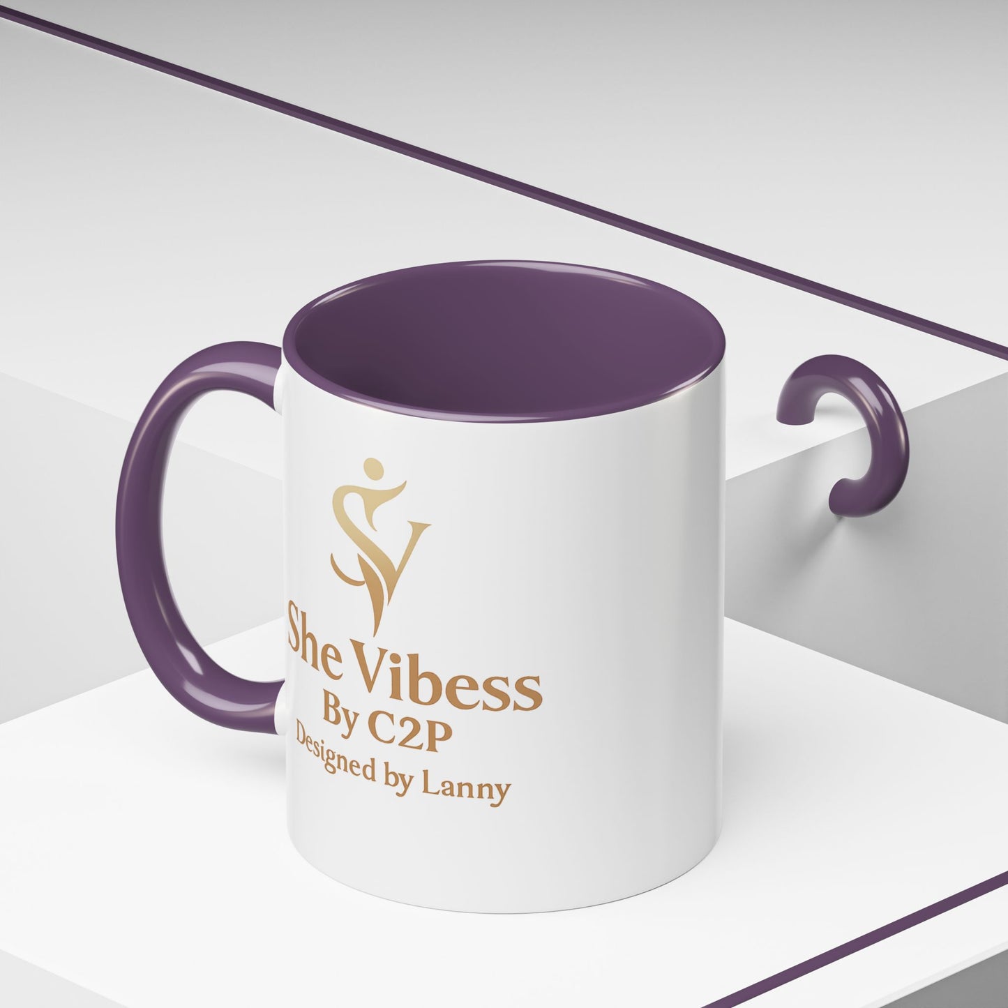 She Vibess Accent Coffee Mug — Inspirational Gold Logo 11/15oz