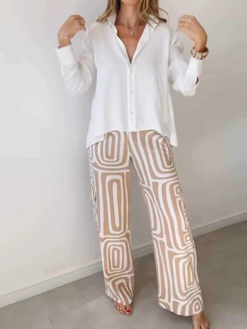 ElleMode™ Printed Two-Piece Set – Effortless Power Dressing for the Modern Woman - She Vibess By C2P