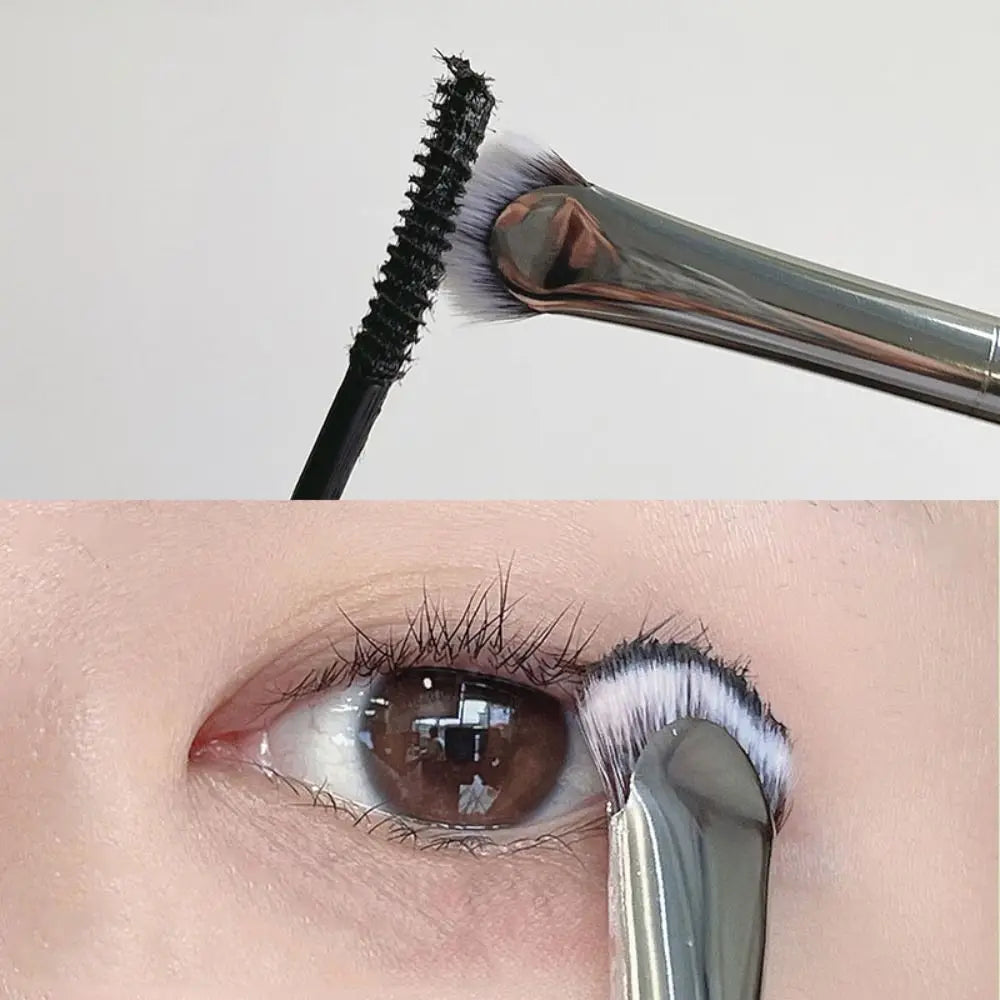 Mascara Applicator Angled Fan-Shaped Eyelash Brush Fine Professional Mascara Fan Brush Soft Wooden Handle Makeup Tool
