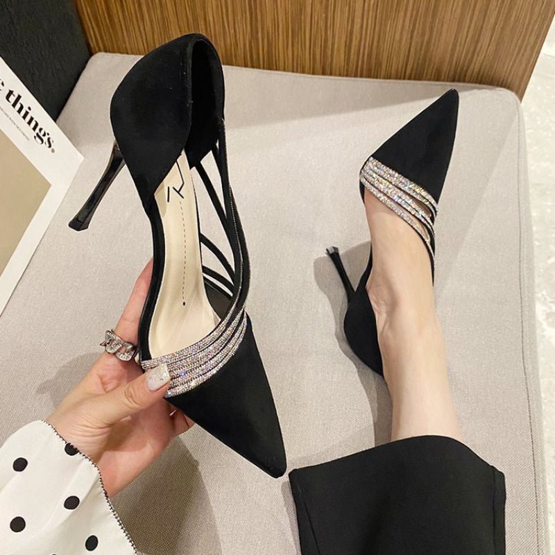 Women Evening Party High Heels New Pumps Elegant Ladies Pointed To Black Strappy Stripper Shoes for Women