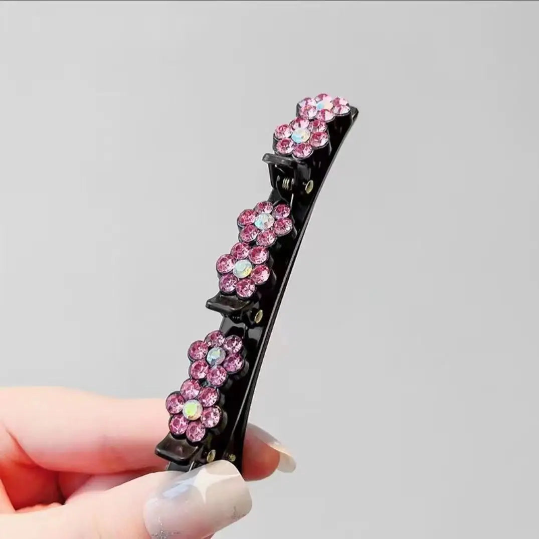 2023 Rhinestones Braided Hair Clips for Girls Hairclip with 3 Flowers Hair Span with Crystalllume Women Hairpin Hair Accessories