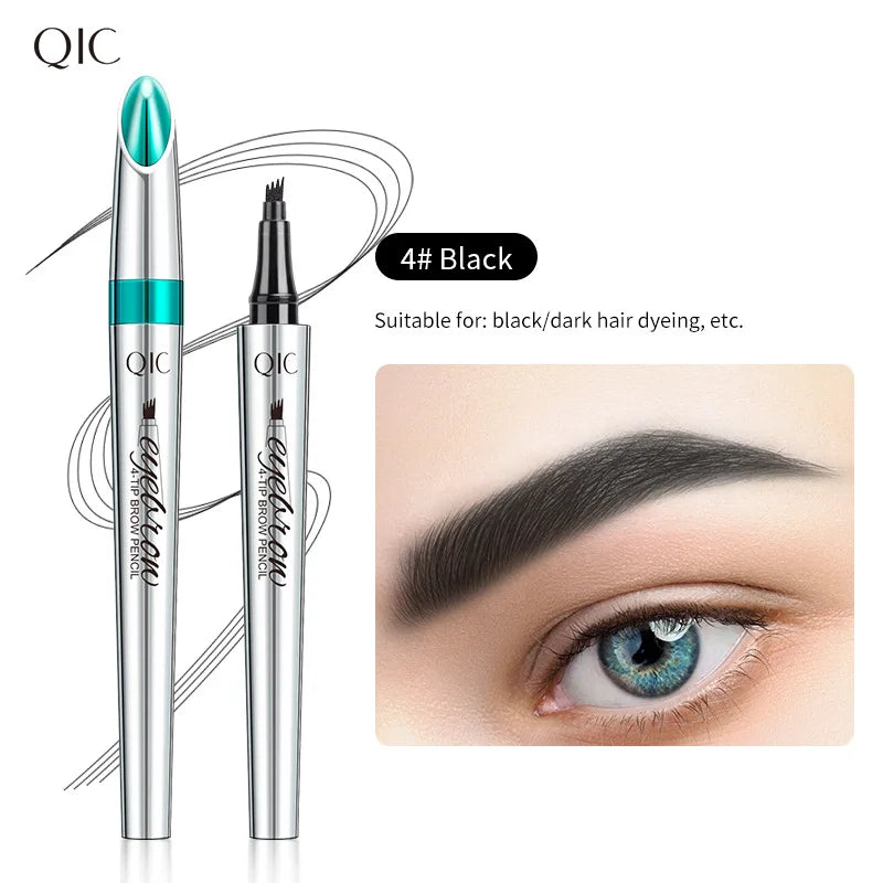 Four-Jaw Ultra-Fine Liquid Eyebrow Pencil 3D Waterproof Tip Tattoo Cosmetic Long Lasting Natural Dark Brown Liquid Eye Brow Pen