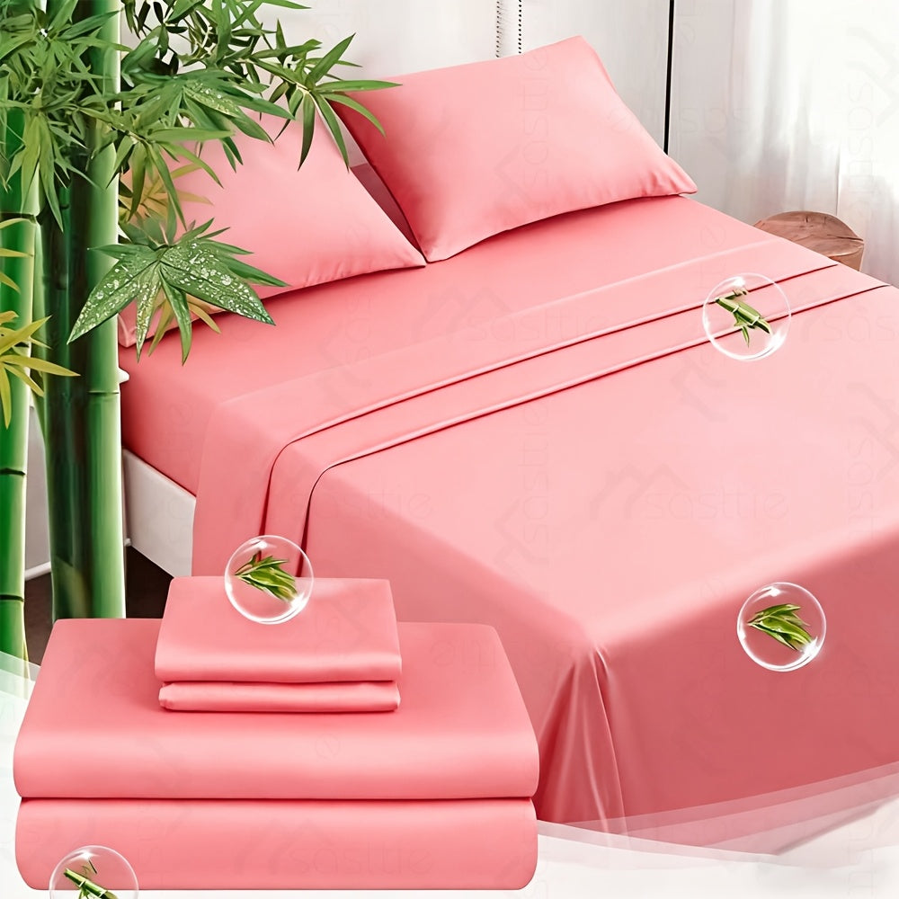 4 Peices Bamboo Bed Sheet Set - 100% Bamboo Blend - Ultra Soft & Breathable Bed Sheets - Deep Pocket Up to 16" Hotel Y Bedding Set - Perfect for Hot Sleepers - Great Christmas Gifts Bedding Sheets Set Bamboo Sheets Sets King