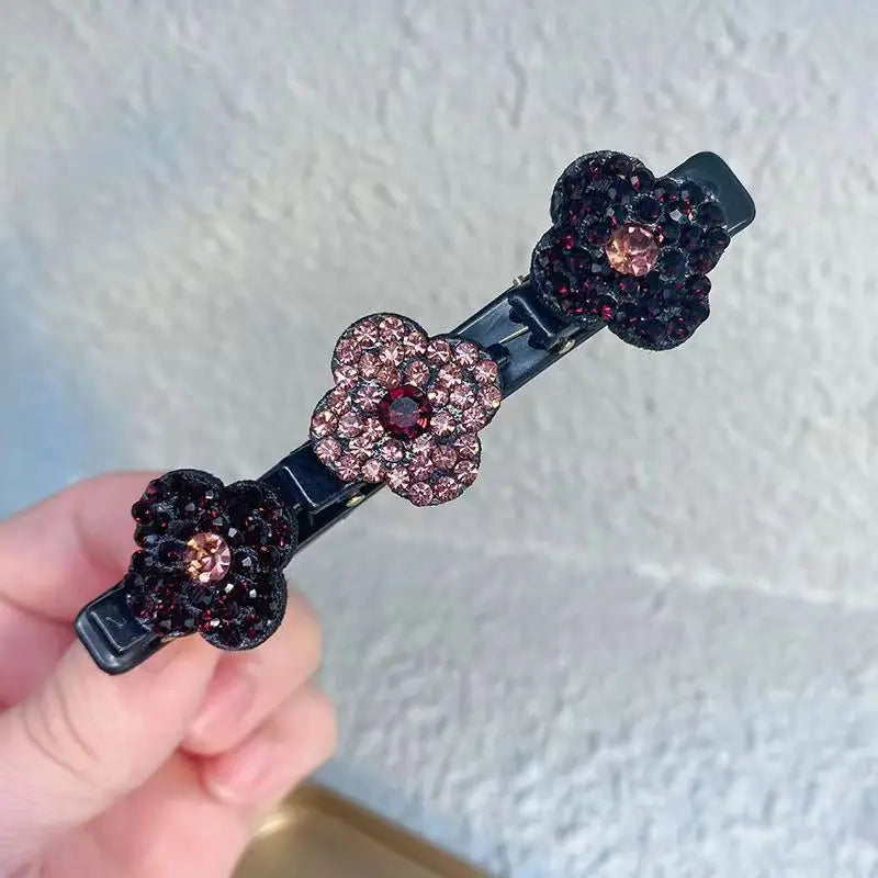 2023 Rhinestones Braided Hair Clips for Girls Hairclip with 3 Flowers Hair Span with Crystalllume Women Hairpin Hair Accessories