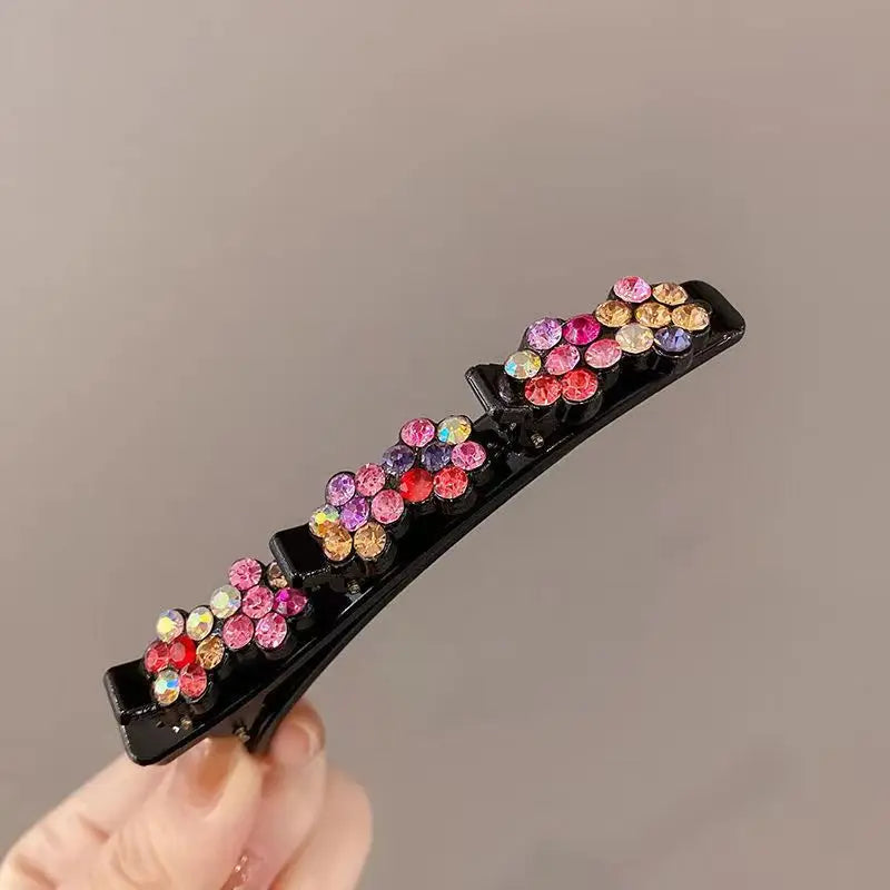 2023 Rhinestones Braided Hair Clips for Girls Hairclip with 3 Flowers Hair Span with Crystalllume Women Hairpin Hair Accessories