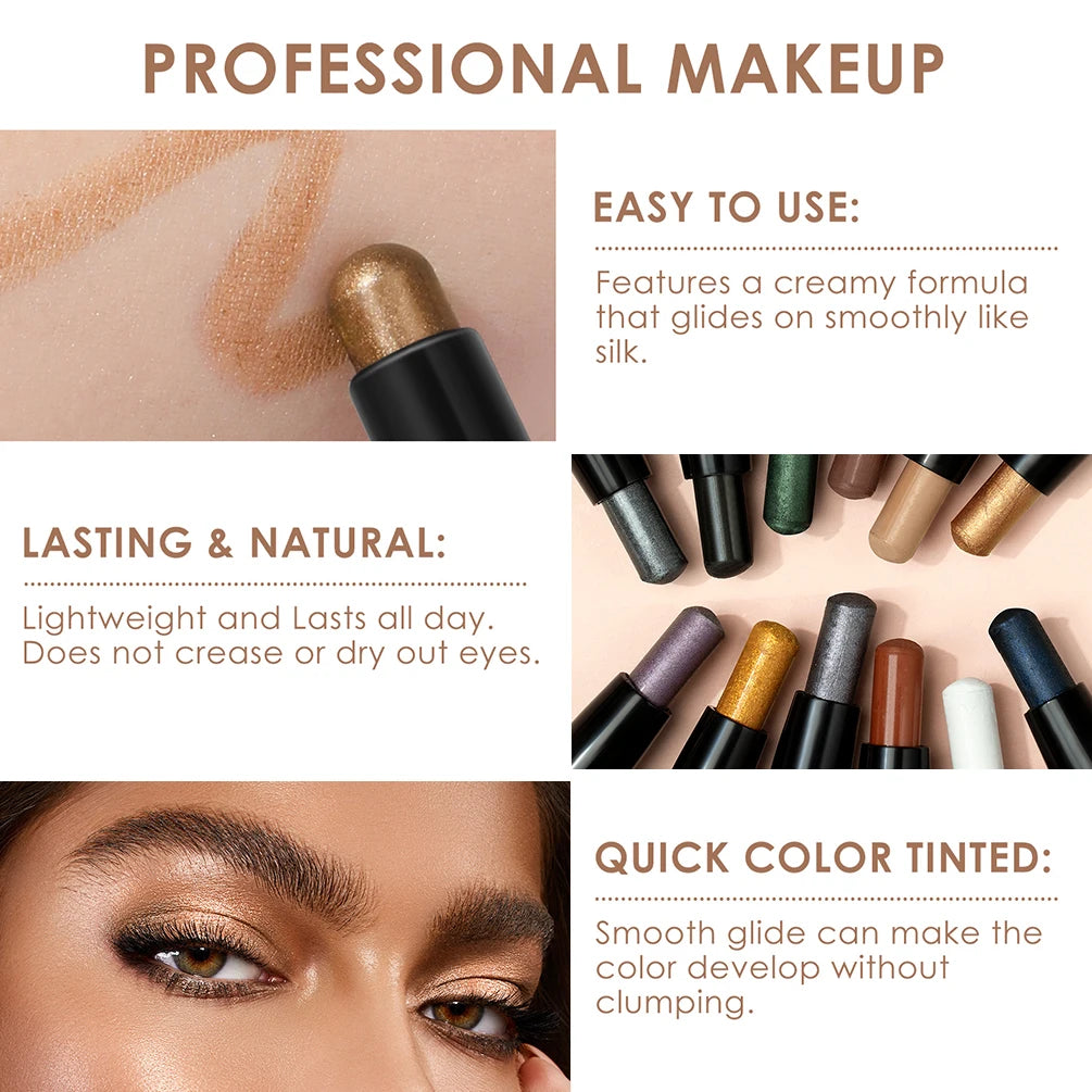 Pearlescent Silkworm Pen Waterproof Pencil Glitter Matte Nude Gold Eye Shadow Pen Pigment Cosmetics