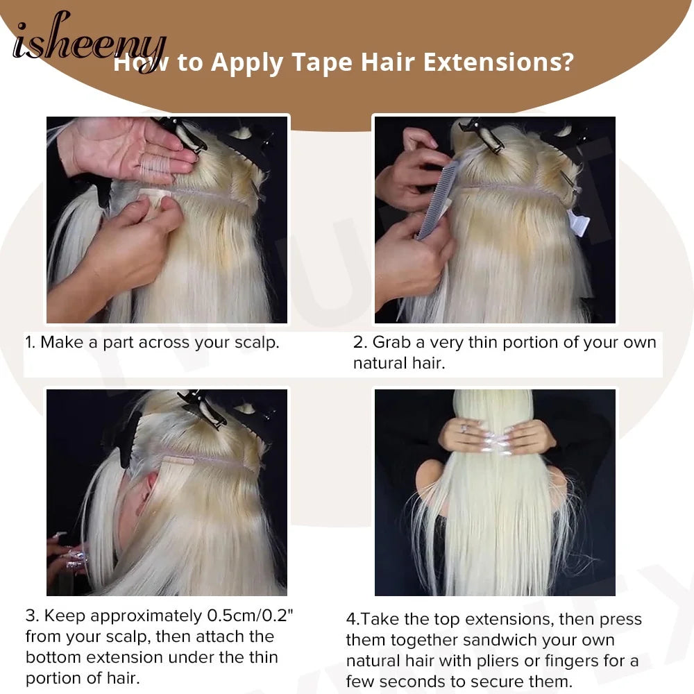 P4-27# Invisible Tape in Human Hair Extensions 12-22 inches 20pcs 30g/pack Silky Straight Hair Extensions Easy to Wear - She Vibess By C2P