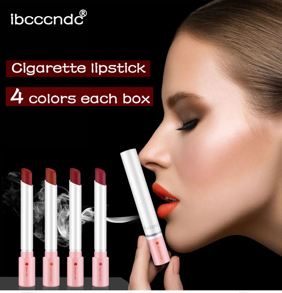 4 pcs/set Cigarette Lipstick Set Long Lasting Lip Glaze Matte Lip Gloss Waterproof Lip Stick Tube Nude Lip Tint Makeup Cosmetics - She Vibess By C2P