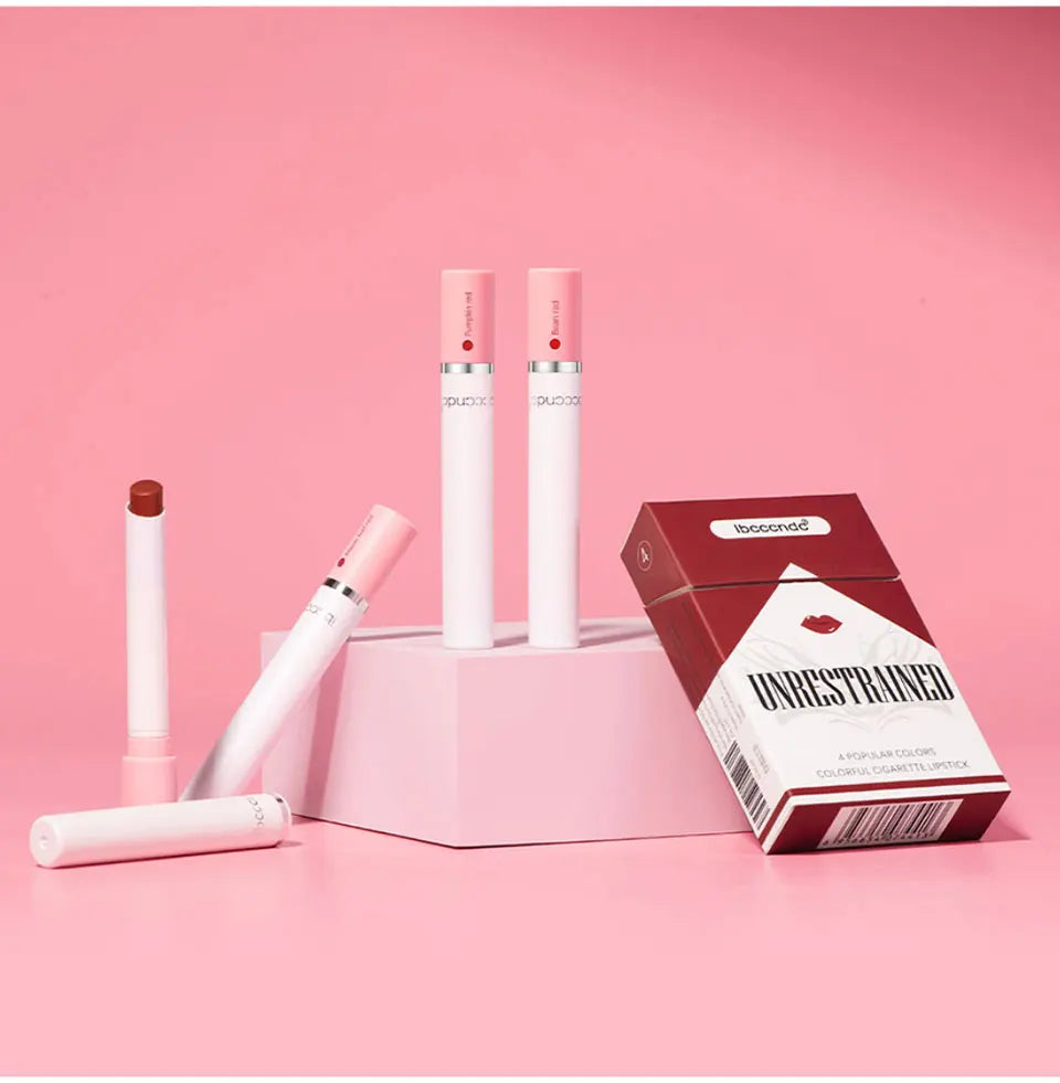 4 pcs/set Cigarette Lipstick Set Long Lasting Lip Glaze Matte Lip Gloss Waterproof Lip Stick Tube Nude Lip Tint Makeup Cosmetics - She Vibess By C2P
