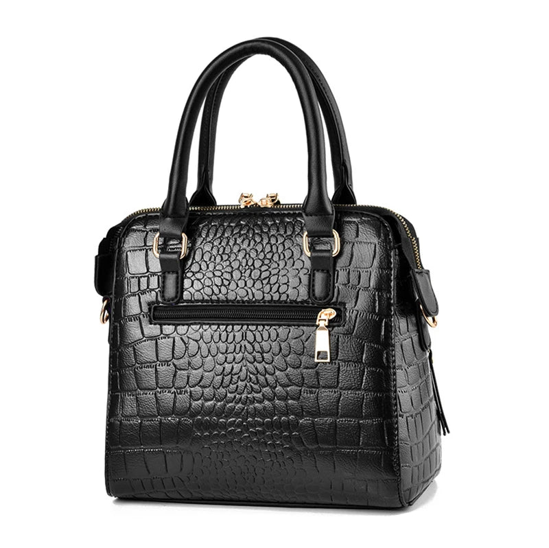 Yogodlns Luxury Crocodile Pattern Handbag Women Winter New PU Leather Tassel Shoulder Bag Brands Design Handle Bag Lady Purse - She Vibess By C2P
