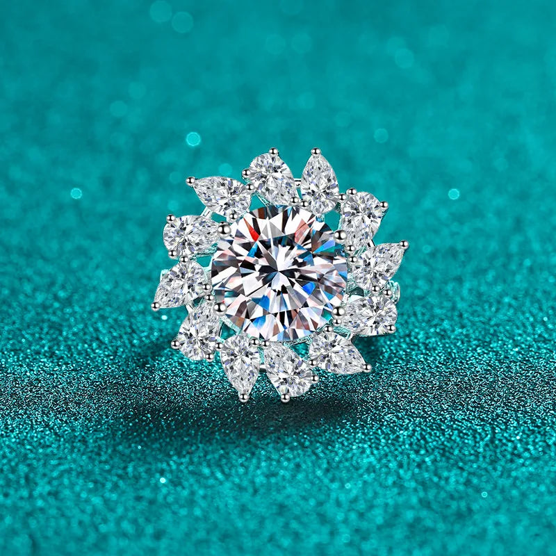 Factory Wholesale High Quality 5CT Moissanite Ring 925 Sterling Silver Women Jewelry Wedding Luxury Rings for Engagement - She Vibess By C2P