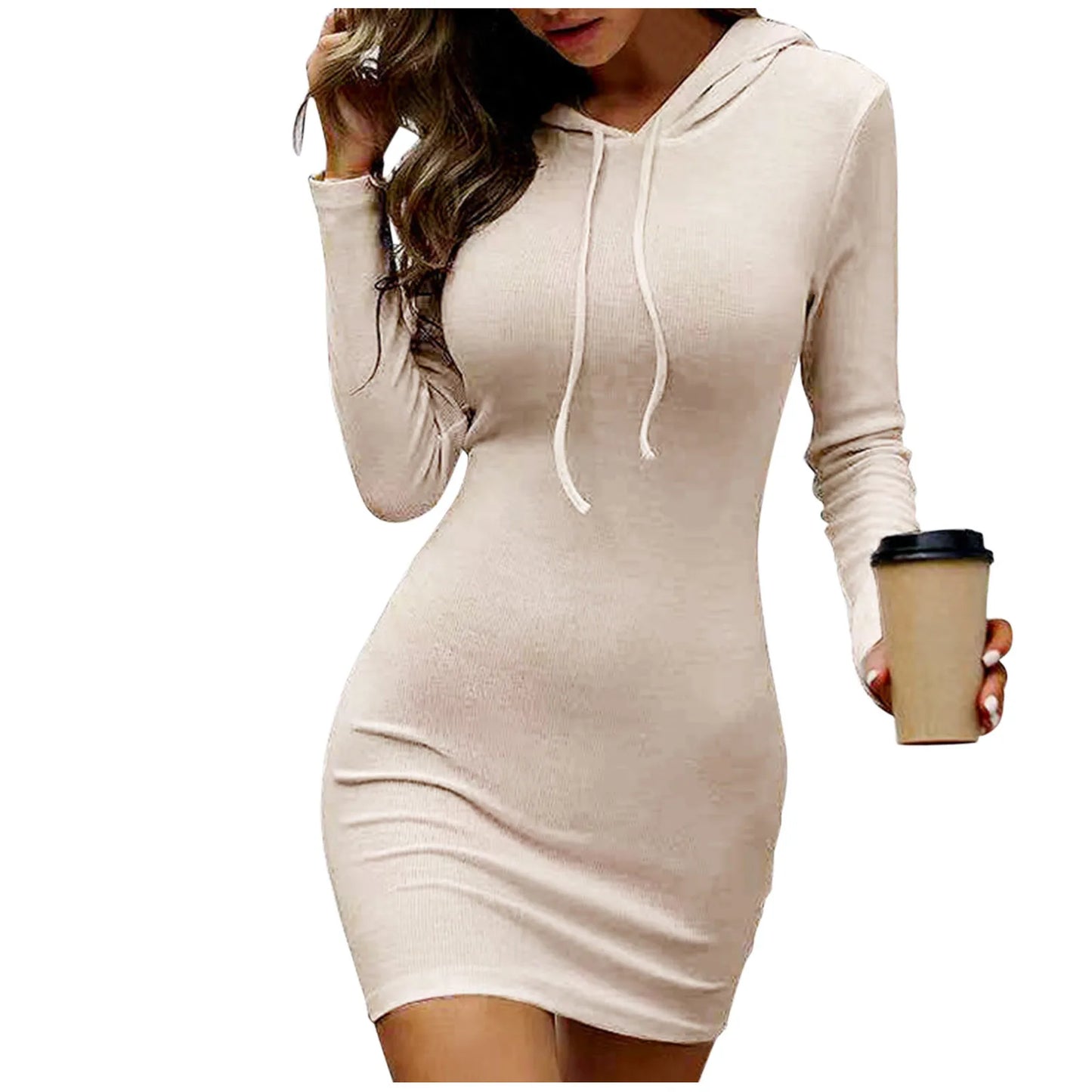 Hot Sale Women Hoodies Casual High Waist Hooded Long Sleeve Sweater Hoodie Dress - She Vibess By C2P