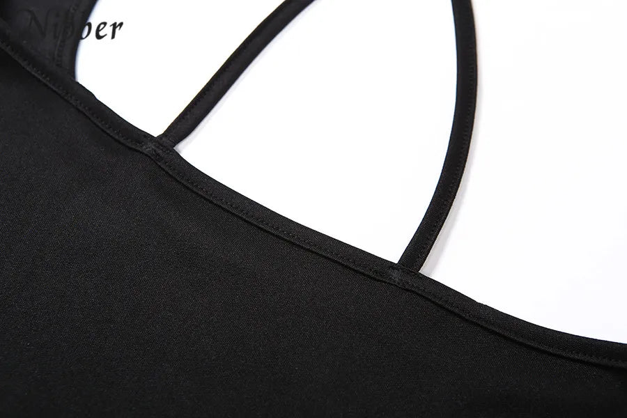 NIBBER black sexy camis dresses women party long dress beach vacation new year 2024 spring summer new slim soft stretch fashion - She Vibess By C2P