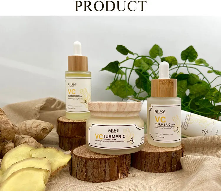 AILKE Turmeric Renew Skin Care Sets Vitamin C Women Facial Organic Anti Acne Whitening Hydrating Firming Korean Face Products - She Vibess By C2P