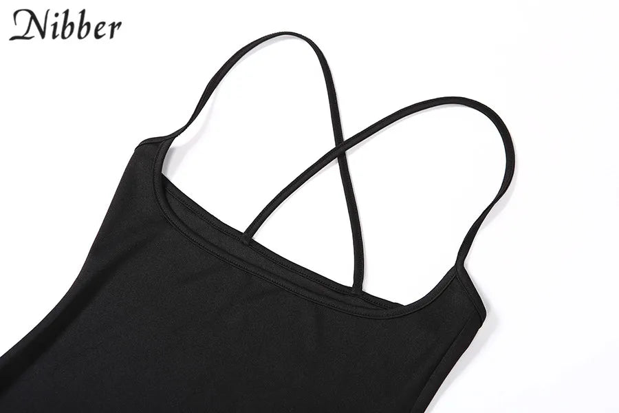 NIBBER black sexy camis dresses women party long dress beach vacation new year 2024 spring summer new slim soft stretch fashion - She Vibess By C2P
