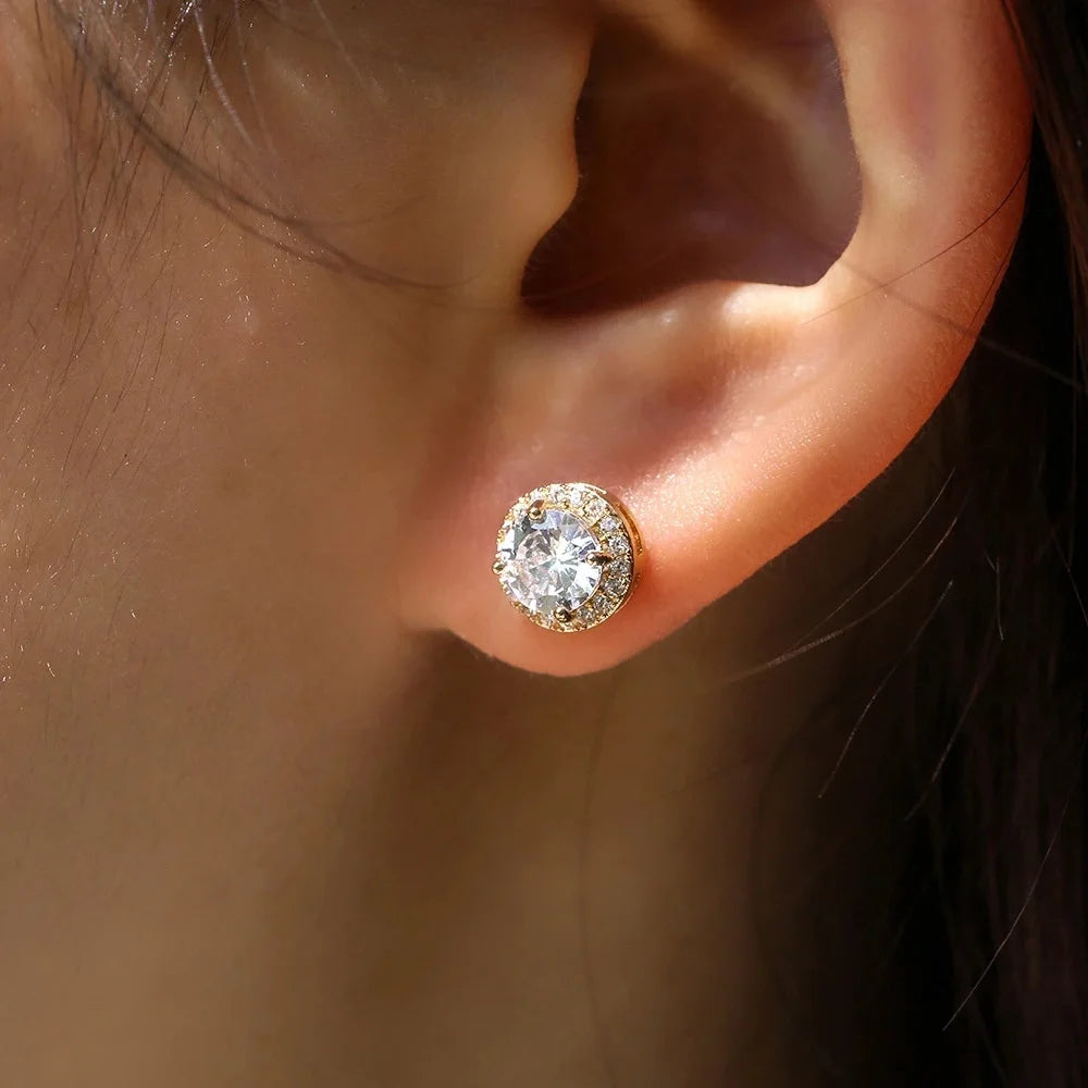 Huitan Classic Round Cubic Zirconia Prong Setting Women's Stud Earring 6 Color Delicate Wedding Engagement Evening Party Jewelry - She Vibess By C2P
