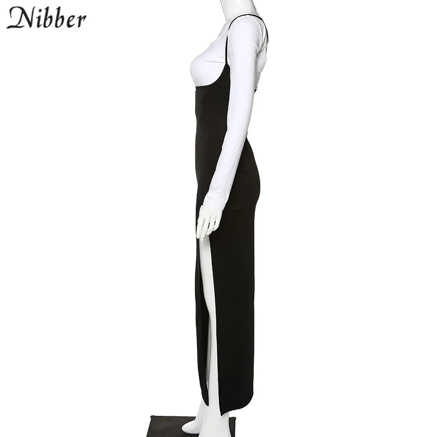 NIBBER black sexy camis dresses women party long dress beach vacation new year 2024 spring summer new slim soft stretch fashion - She Vibess By C2P