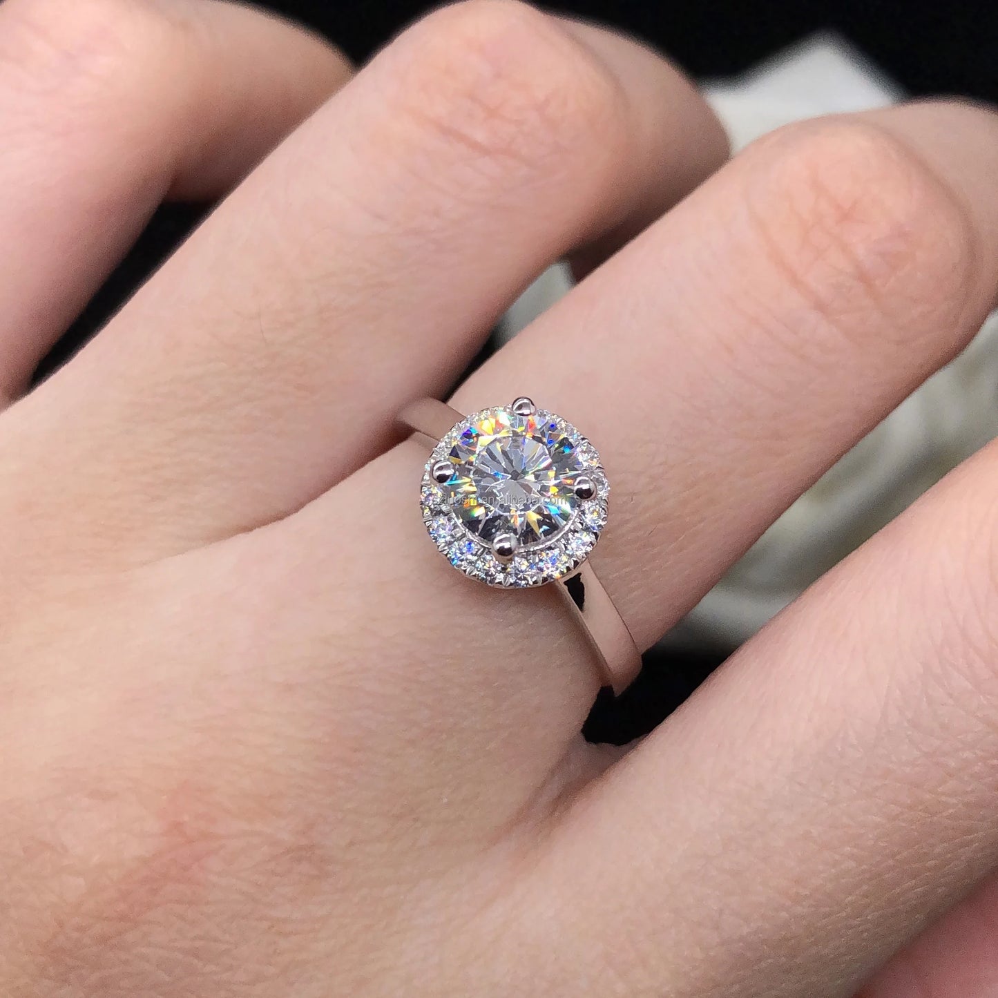 Etsy 925 Sterling Silver 18k Gold Plated 1ct 2ct VVS Moissanite Diamond Halo Cz Cubic Zirconia Engagement Wedding Ring for Women - She Vibess By C2P