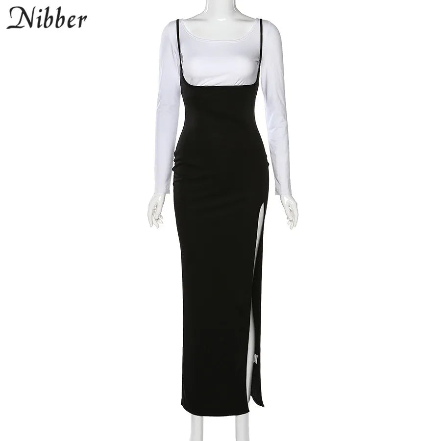 NIBBER black sexy camis dresses women party long dress beach vacation new year 2024 spring summer new slim soft stretch fashion - She Vibess By C2P
