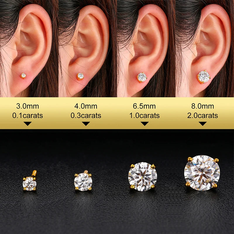 TUHE Unisex Classic Round Moissanite Earring For Women Jewelry 5MM/6MM/7/MM Silver 925 Fashion Earrings Women Gift - She Vibess By C2P