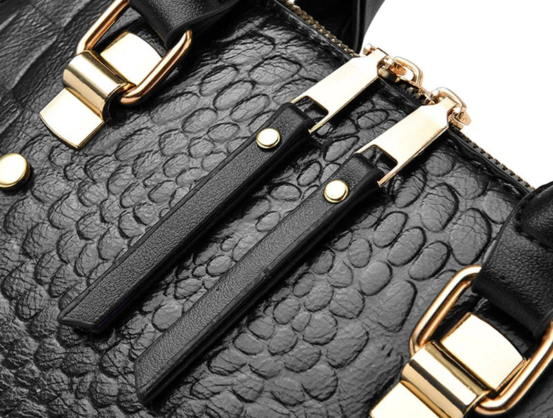 Yogodlns Luxury Crocodile Pattern Handbag Women Winter New PU Leather Tassel Shoulder Bag Brands Design Handle Bag Lady Purse - She Vibess By C2P