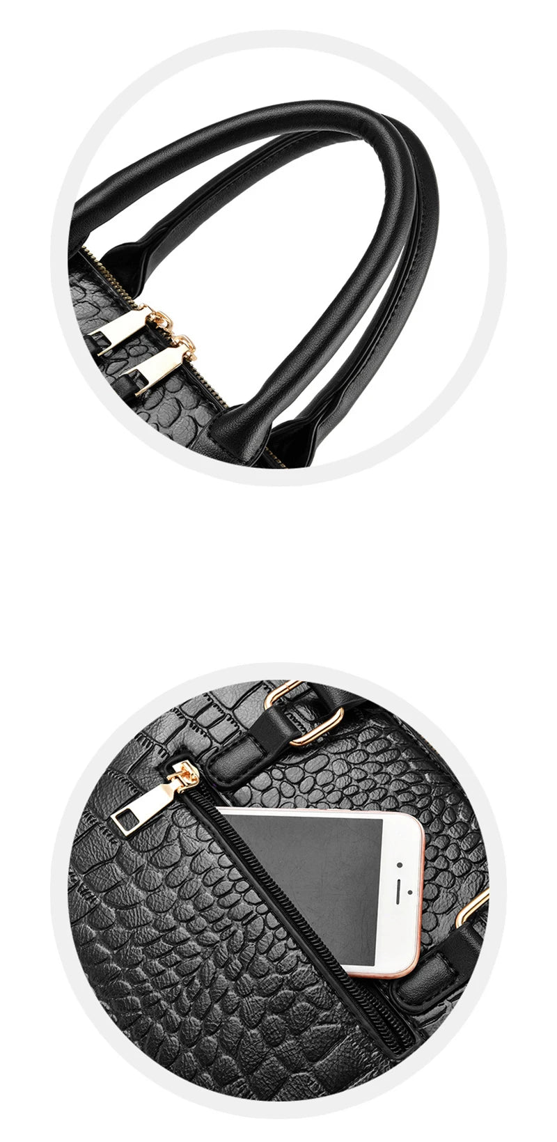 Yogodlns Luxury Crocodile Pattern Handbag Women Winter New PU Leather Tassel Shoulder Bag Brands Design Handle Bag Lady Purse - She Vibess By C2P