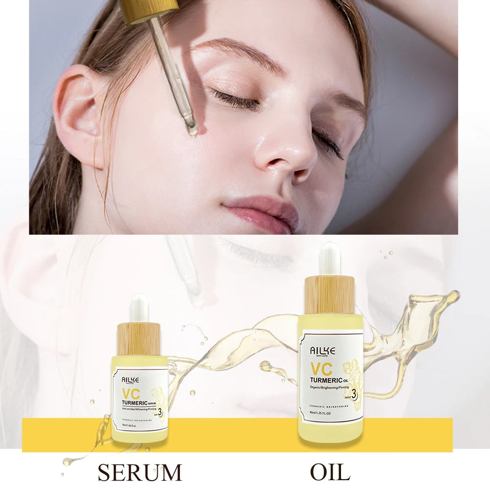 AILKE Turmeric Renew Skin Care Sets Vitamin C Women Facial Organic Anti Acne Whitening Hydrating Firming Korean Face Products - She Vibess By C2P