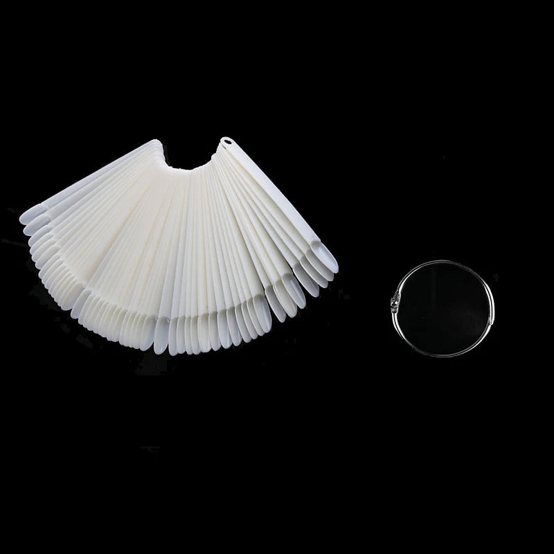 50Pcs Nail Swatch Sticks with Ring, Fan Shape Nail Art Polish Display Tips, False Nail Sample Practice Sticks - She Vibess By C2P
