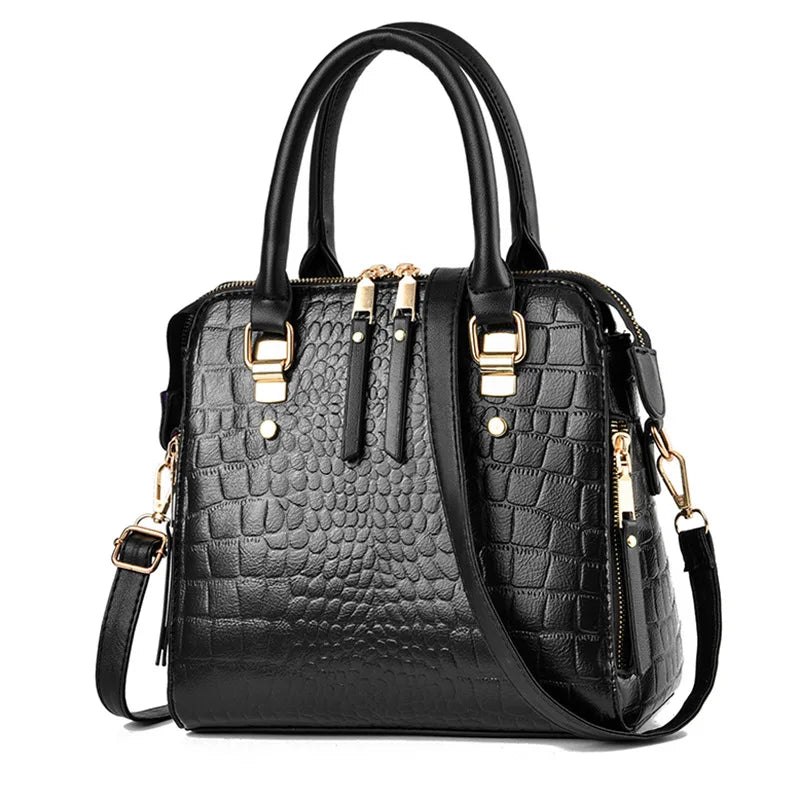 Yogodlns Luxury Crocodile Pattern Handbag Women Winter New PU Leather Tassel Shoulder Bag Brands Design Handle Bag Lady Purse - She Vibess By C2P