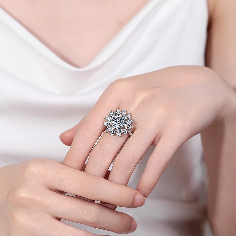 Factory Wholesale High Quality 5CT Moissanite Ring 925 Sterling Silver Women Jewelry Wedding Luxury Rings for Engagement - She Vibess By C2P