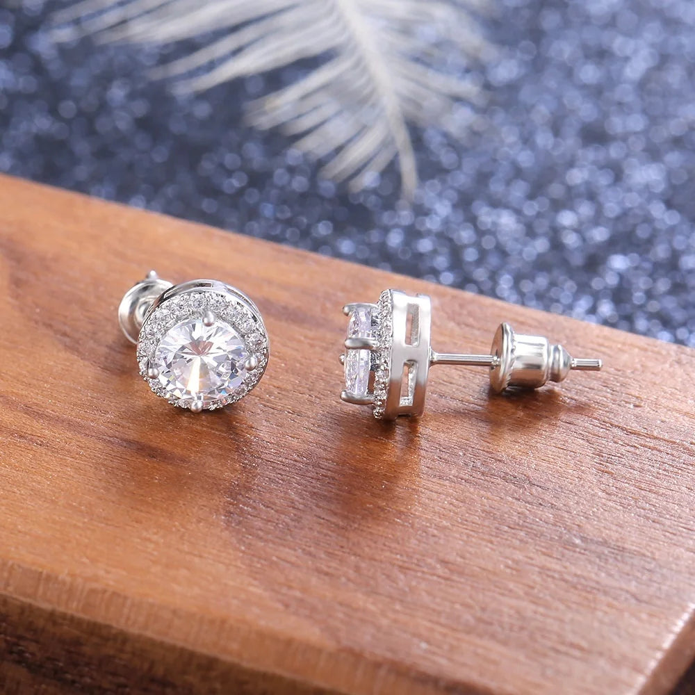 Huitan Classic Round Cubic Zirconia Prong Setting Women's Stud Earring 6 Color Delicate Wedding Engagement Evening Party Jewelry - She Vibess By C2P