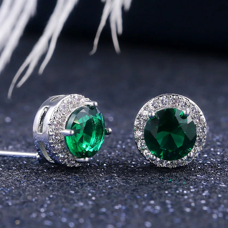 Huitan Classic Round Cubic Zirconia Prong Setting Women's Stud Earring 6 Color Delicate Wedding Engagement Evening Party Jewelry - She Vibess By C2P
