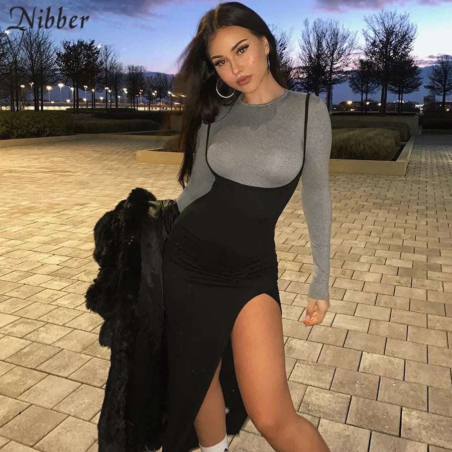 NIBBER black sexy camis dresses women party long dress beach vacation new year 2024 spring summer new slim soft stretch fashion - She Vibess By C2P