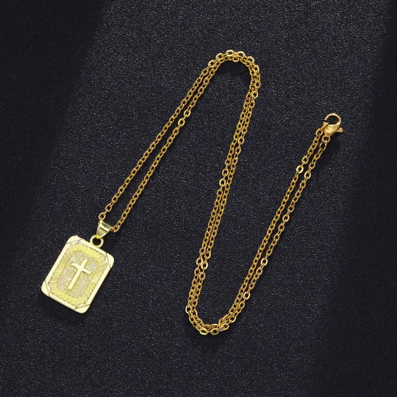 Wholesale Religious Jewelry Jesus Cross Fashion Pendant Necklace Jewelry Stainless Steel Chain Christian Symbol for Men Crucifix - She Vibess By C2P