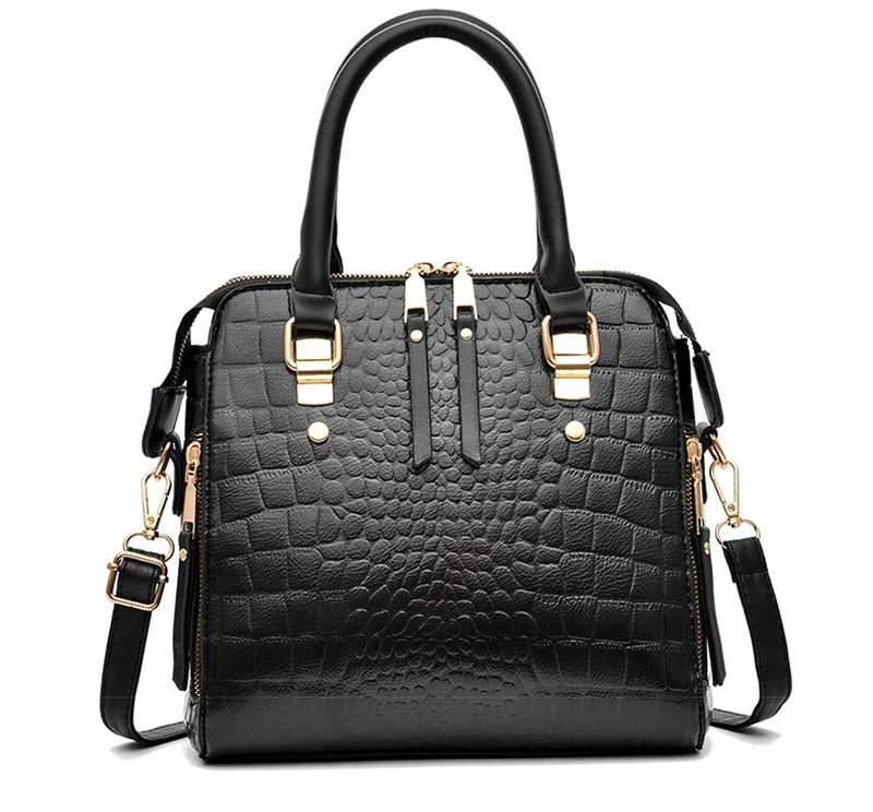Yogodlns Luxury Crocodile Pattern Handbag Women Winter New PU Leather Tassel Shoulder Bag Brands Design Handle Bag Lady Purse - She Vibess By C2P