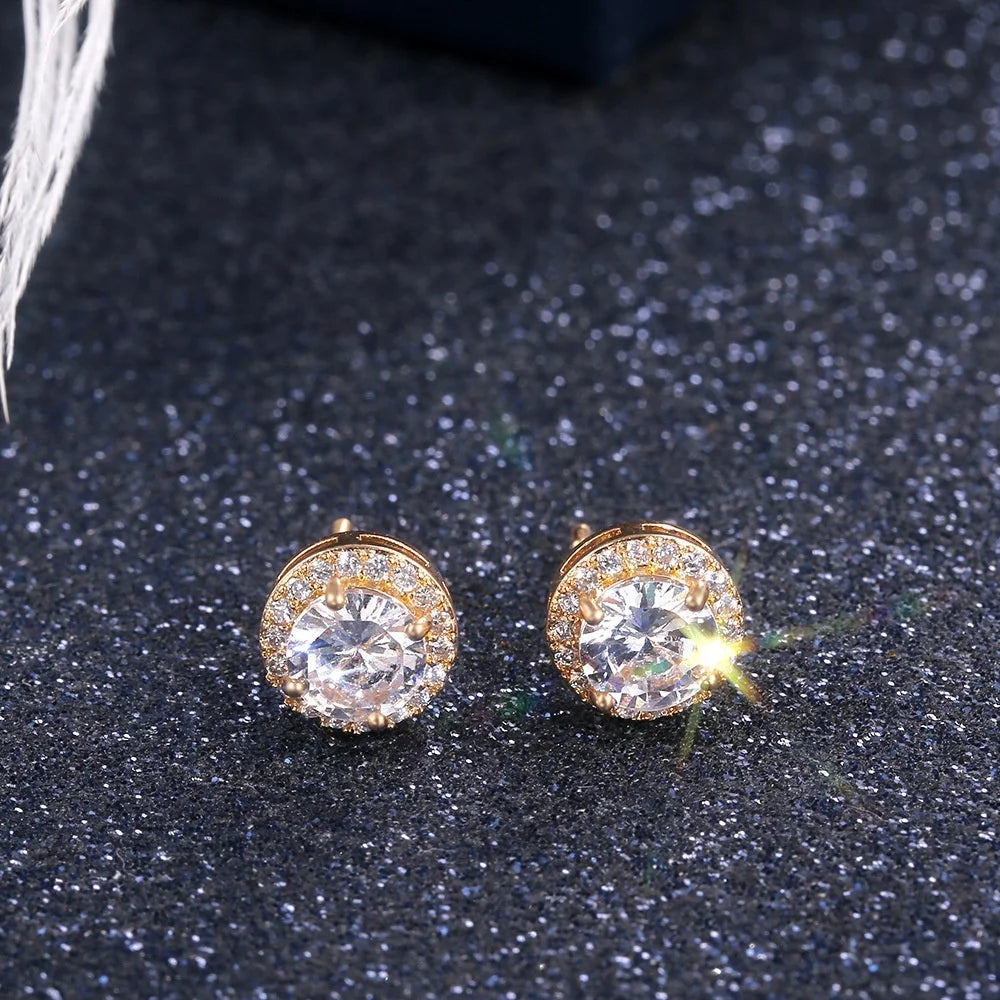 Huitan Classic Round Cubic Zirconia Prong Setting Women's Stud Earring 6 Color Delicate Wedding Engagement Evening Party Jewelry - She Vibess By C2P