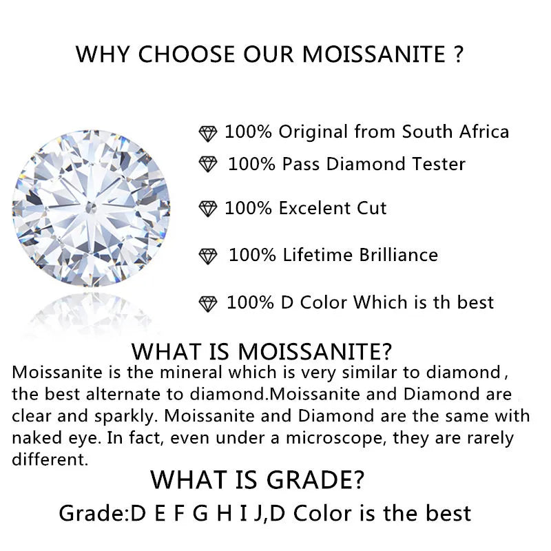 Classic 9K White Gold Total 4 ct Round Brilliant Cut Pass Diamond Tester D Color Moissanite Wedding Stud Earrings Women Jewelry - She Vibess By C2P
