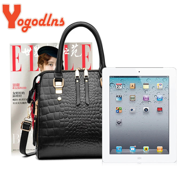 Yogodlns Luxury Crocodile Pattern Handbag Women Winter New PU Leather Tassel Shoulder Bag Brands Design Handle Bag Lady Purse - She Vibess By C2P