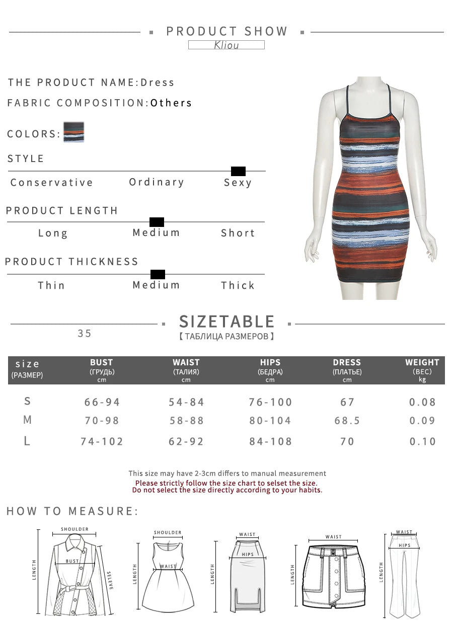 Kliou Panelled Striped Mini Dresses Aesthetic Women Sexy Skinny Slash Neck Camisole Backless Vintage Midnight Clubwear Outfits - She Vibess By C2P