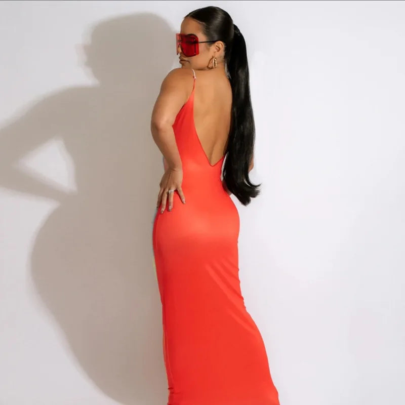 Wholesale Summer Sleeveless Backless Midi Dress Tie Dye Casual Bodycon Dresses Women