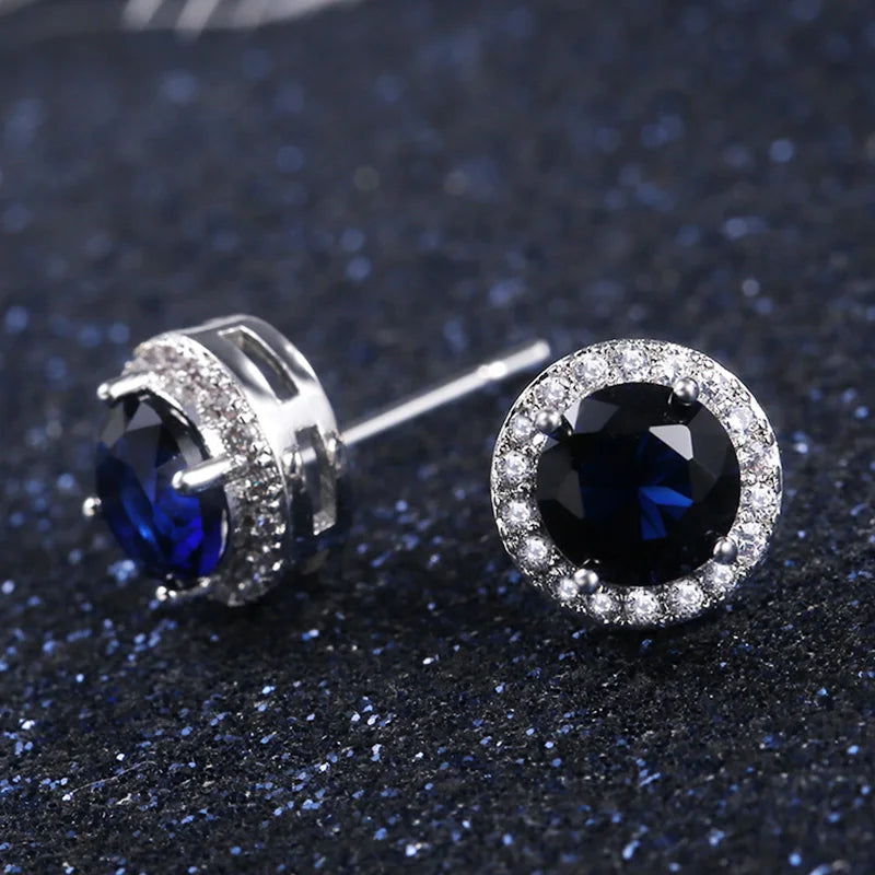 Huitan Classic Round Cubic Zirconia Prong Setting Women's Stud Earring 6 Color Delicate Wedding Engagement Evening Party Jewelry - She Vibess By C2P