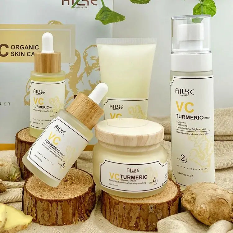 AILKE Turmeric Renew Skin Care Sets Vitamin C Women Facial Organic Anti Acne Whitening Hydrating Firming Korean Face Products - She Vibess By C2P