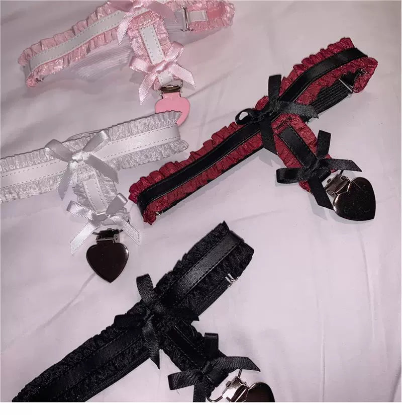 Black Pink Sexy Lace Bow Leg Ring Y2g Bandage Women Dark Japan fashion Leg Decoration Garter Thigh Chain-I’m Over 21 - She Vibess By C2P
