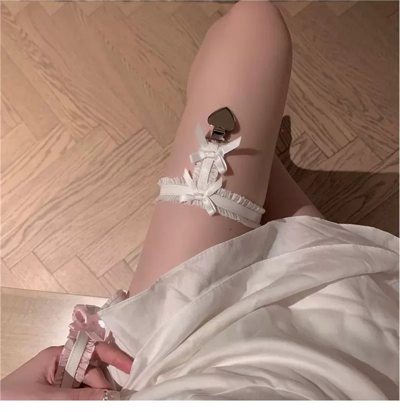 Black Pink Sexy Lace Bow Leg Ring Y2g Bandage Women Dark Japan fashion Leg Decoration Garter Thigh Chain-I’m Over 21 - She Vibess By C2P