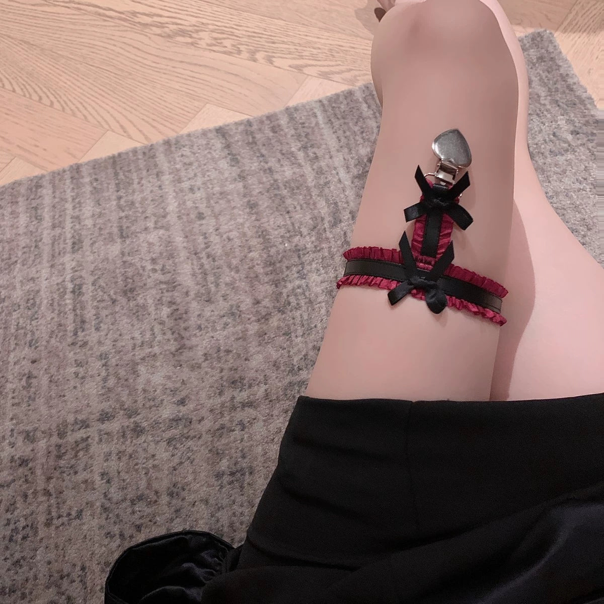 Black Pink Sexy Lace Bow Leg Ring Y2g Bandage Women Dark Japan fashion Leg Decoration Garter Thigh Chain-I’m Over 21 - She Vibess By C2P