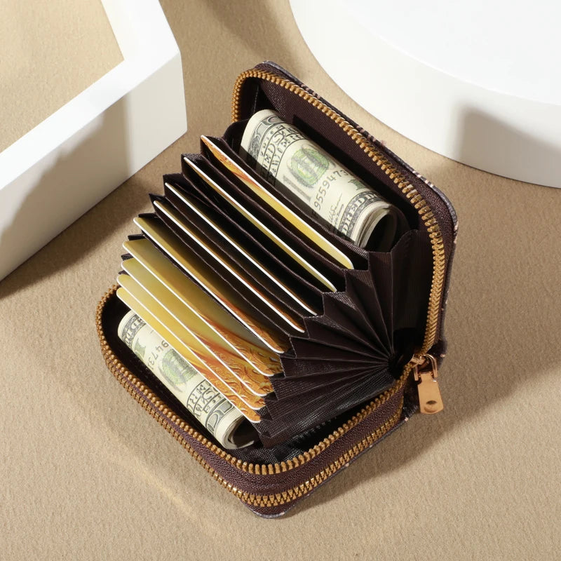 Chic Vintage Zippered Card Holder Wallet for Women - Secure Multi-Card Slots, Fashionable Faux Leather with Coin PurseLuxurious - She Vibess By C2P