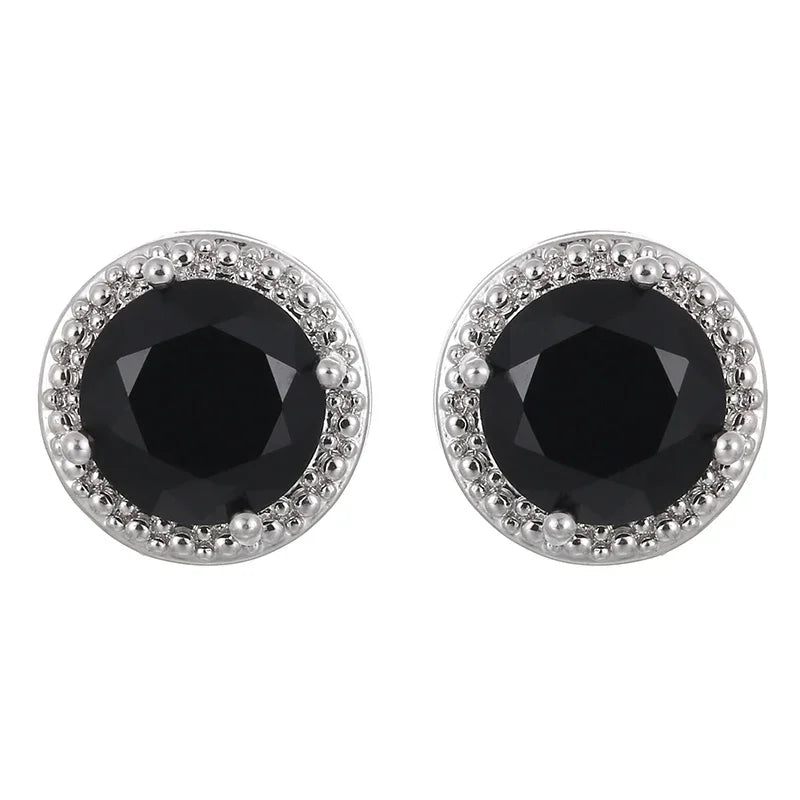 LXOEN Fashion White Clear 8mm Round Cubic Zircon Stud Earrings For Women Wedding Jewelry Trendy Crystal Earrings brinco Gift - She Vibess By C2P